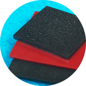 Water resistant Sorbothane square pads in black and red