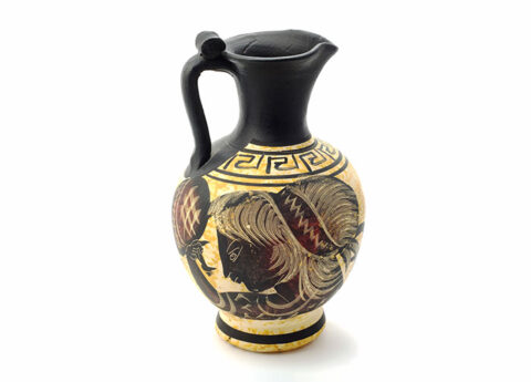 Ancient water pitcher with a female face from the J. Paul Getty Museum