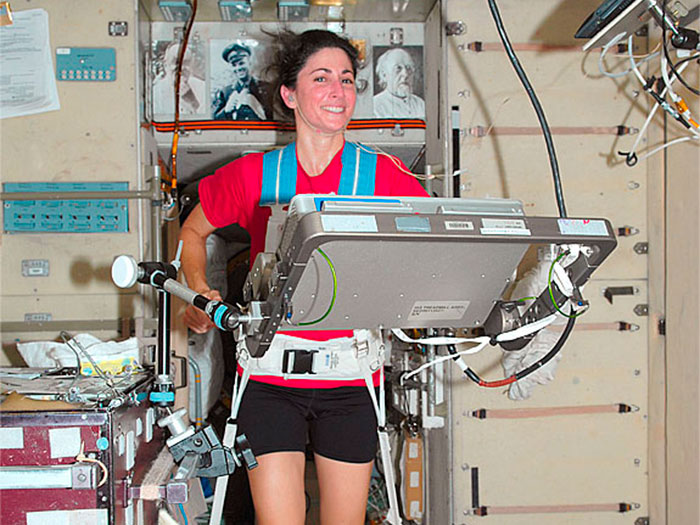 Astronaut running on a International Space Station treadmill using Sorbothane