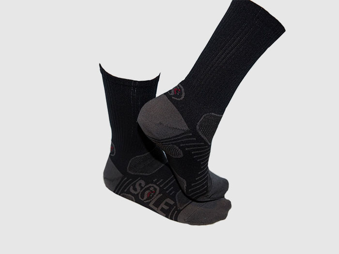 Black SoleImpact impact-absorbing socks made with a Sorbothane pad