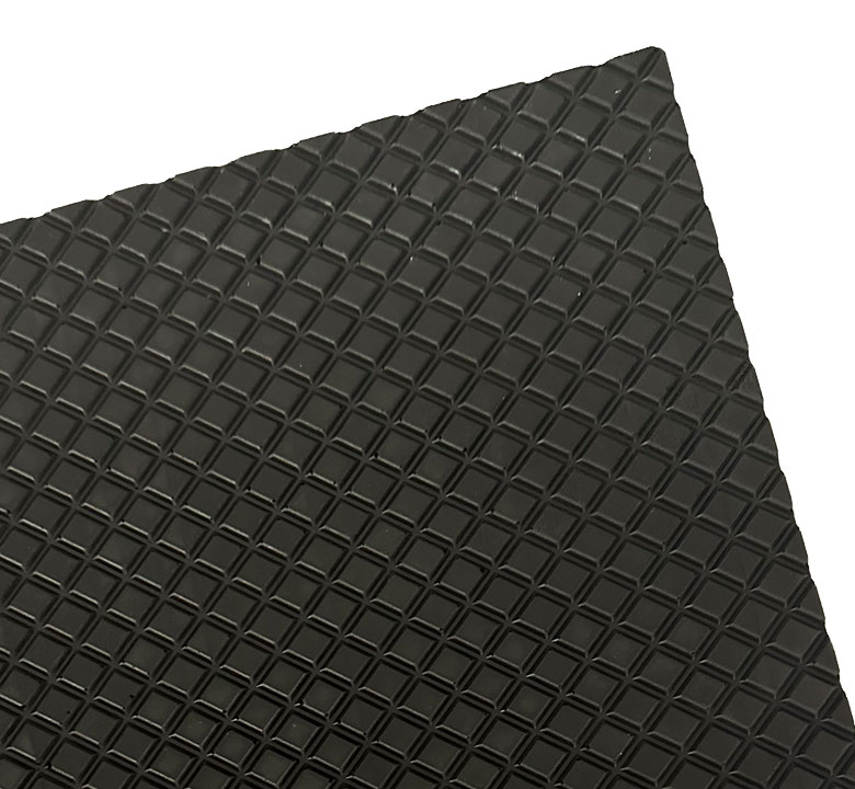 Black Diamond Pattern Sorbothane Sheet Stock close up.