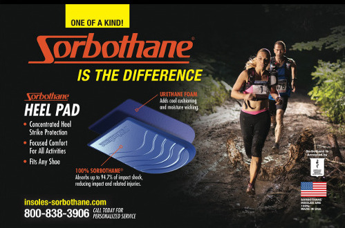 sorbothane heel pads poster with man and woman running