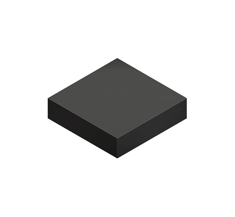 Rendering of a square piece of Sorbothane pad with adhesive backing