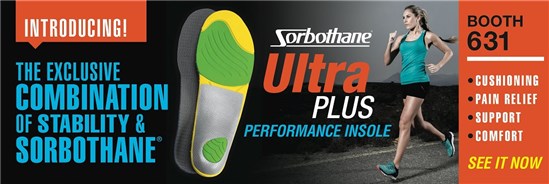sorbothane ultra plus show insole poster with girl running
